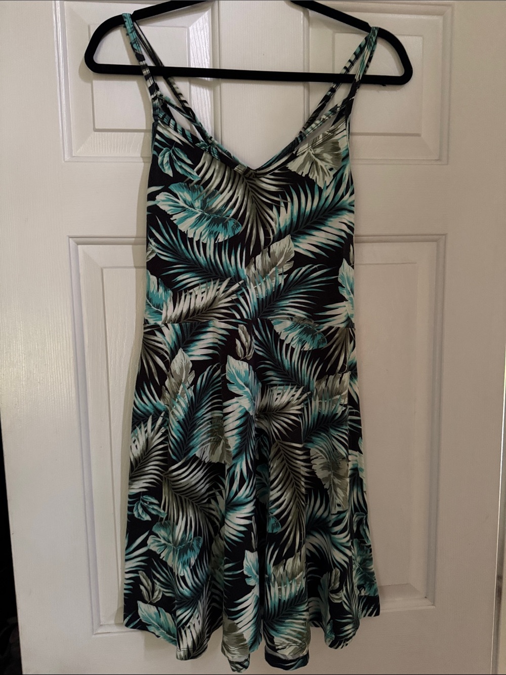 PINK Victoria's Secret Black & Teal Tropical Slip Dress